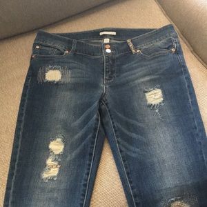 Adorable pink studded crop jeans